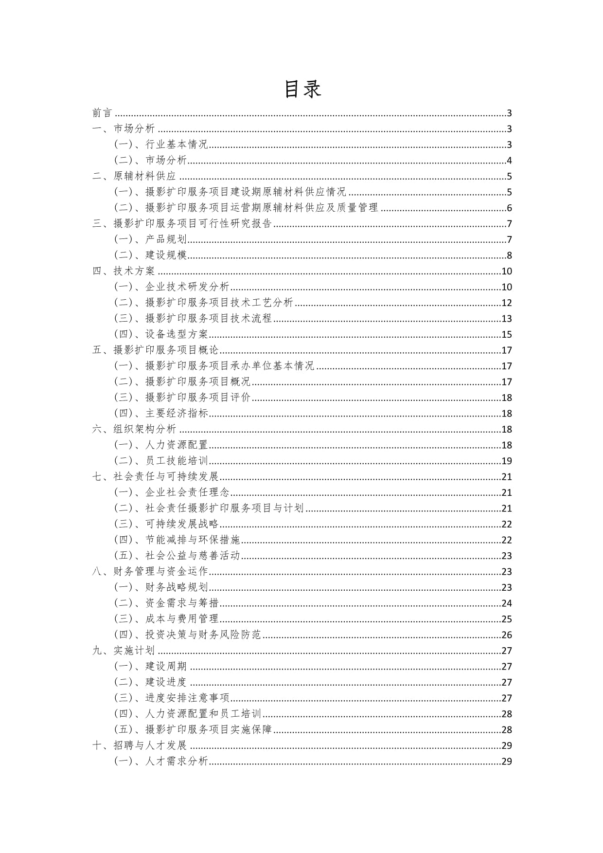 攝影擴印服務(wù)項目可行性研究報告
